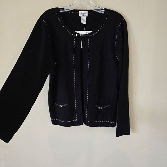 Bonnie and Bill by Holly Sweater Womens Large Black Cardigan Silk Blend Vintage - Picture 7 of 10